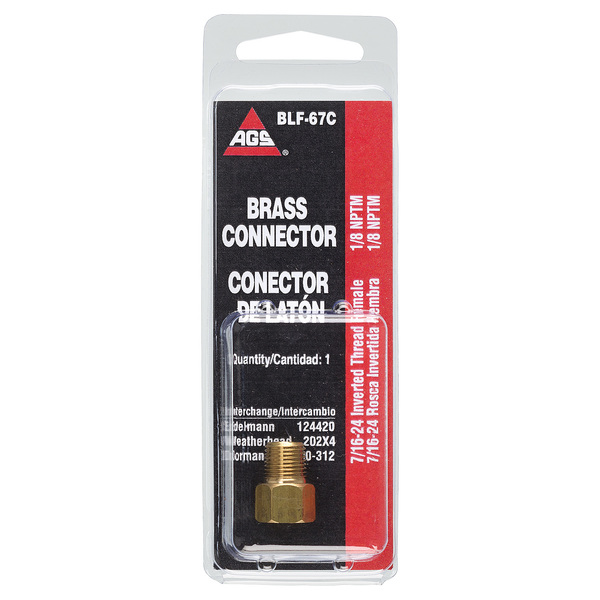 Ags Brass Connector, Female (7/16-24 Inverted), Male (1/8-27 NPT), 1/card BLF-67C